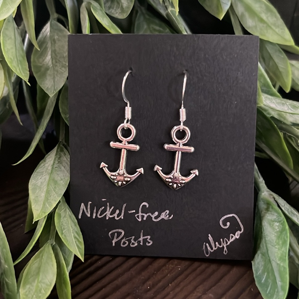 Handmade anchor earrings